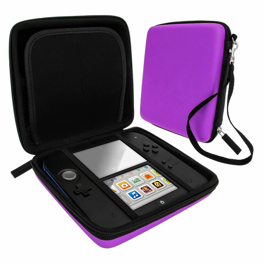 Zedlabz hard protective eva travel carry case for Nintendo 2DS with built in game storage - Purple