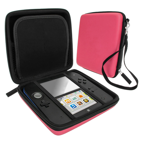 Carry case for Nintendo 2DS console protective hard travel eva case with built in game storage - Pink | ZedLabz