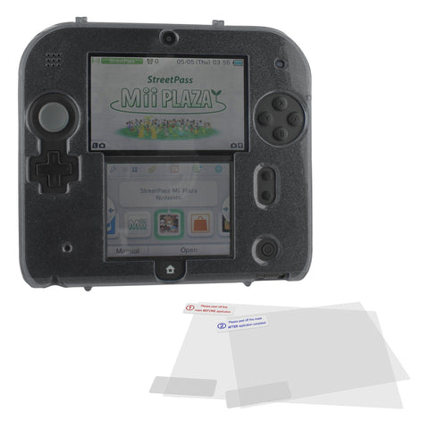 Zedlabz polycarbonate plastic hard case & screen protector kit for Nintendo 2DS - Black